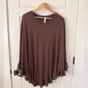 Zenana Outfitters Ruffle Hem Tunic Top – Brown – L/XL NWOT